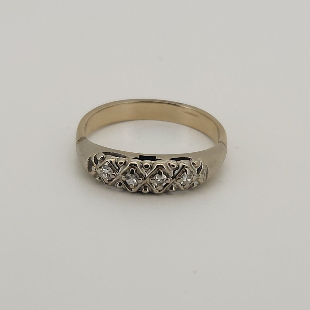 14k White Gold Diamond Band Ring Size 6.75