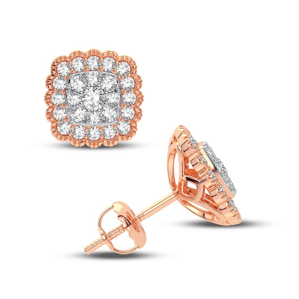 Romantic Rose Gold 0.50CT Diamond Stud Earrings for Women