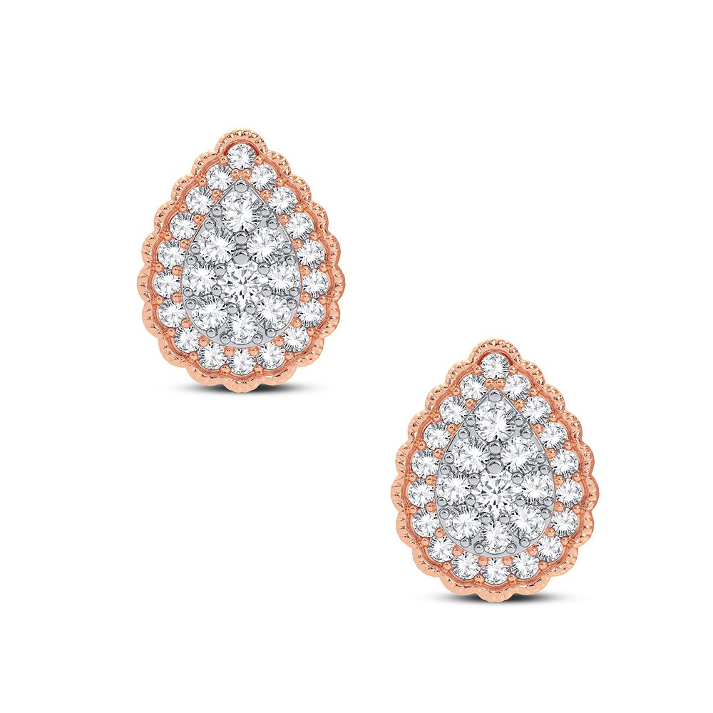 Radiant 14k Rose Gold 0.50CT Diamond Stud Earrings