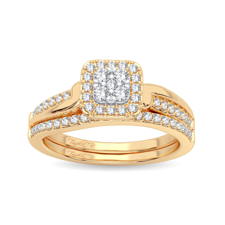Elegant 14k Yellow Gold 0.40CT Lab Diamond Bridal Ring