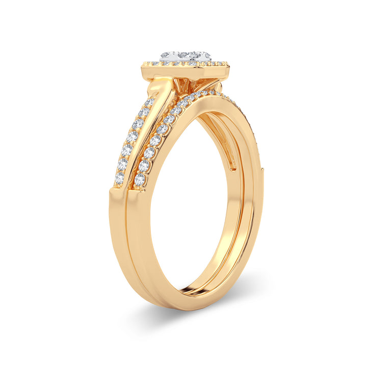 Elegant 14k Yellow Gold 0.40CT Lab Diamond Bridal Ring
