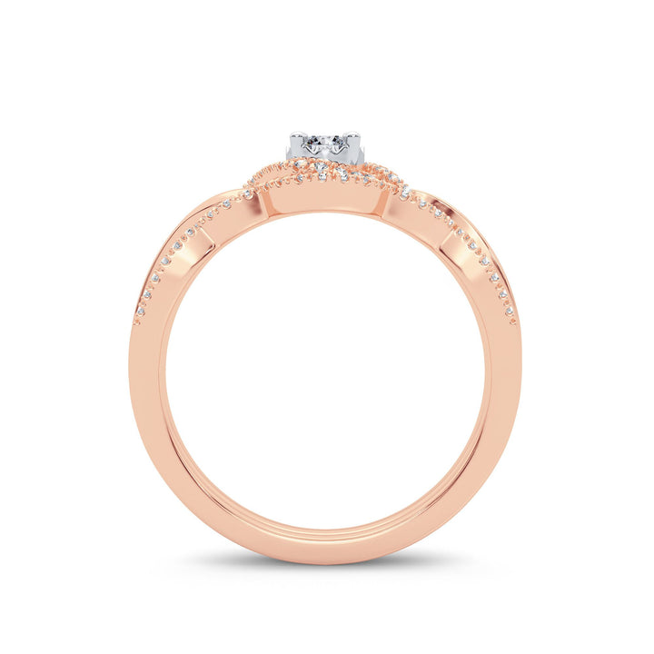 Romantic 14k Rose Gold Lab Diamond Bridal Ring