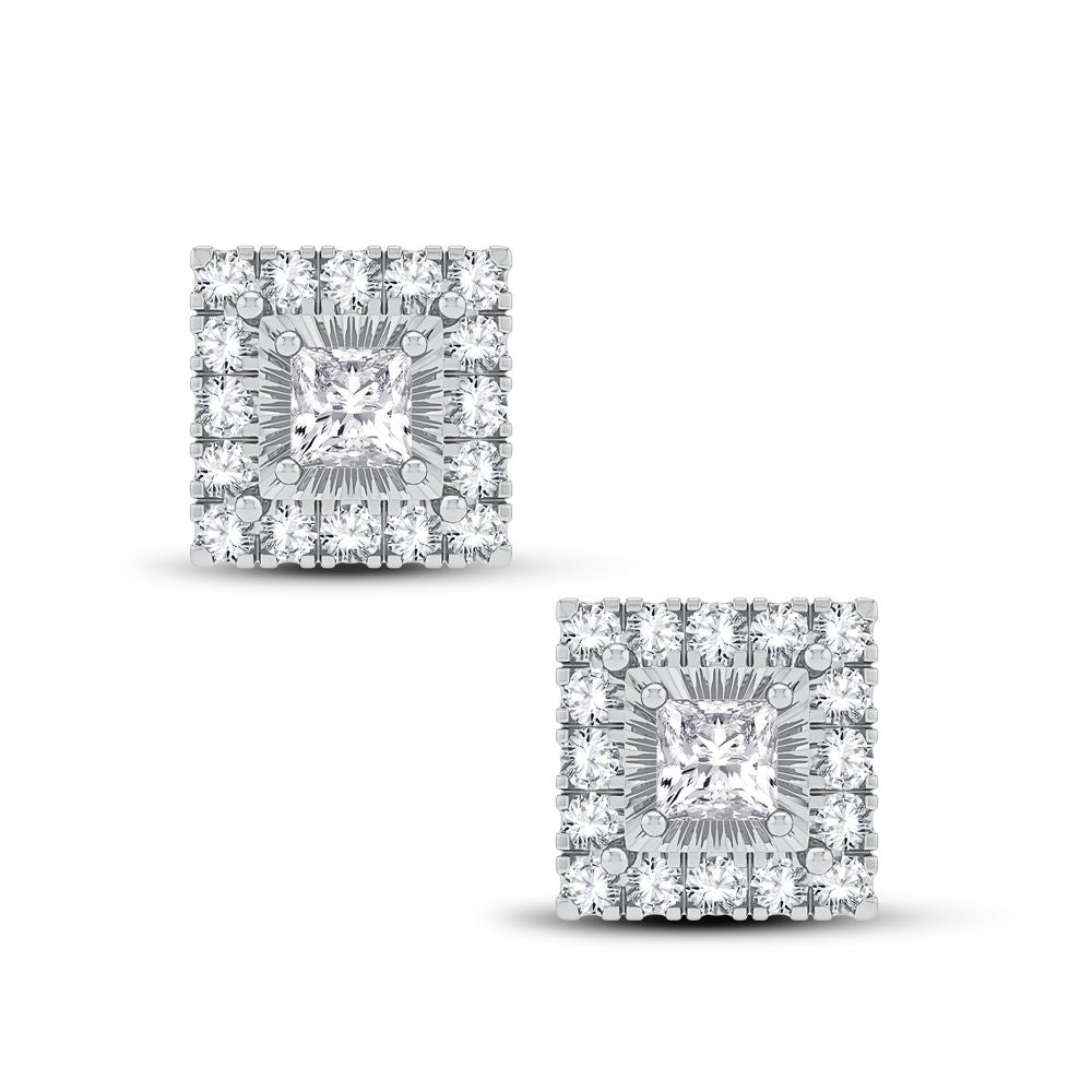 Chic 14k White Gold 0.40CT Diamond Stud Earrings for Women