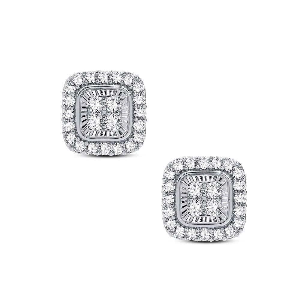 Sparkling 14k White Gold Diamond Stud Earrings for Women