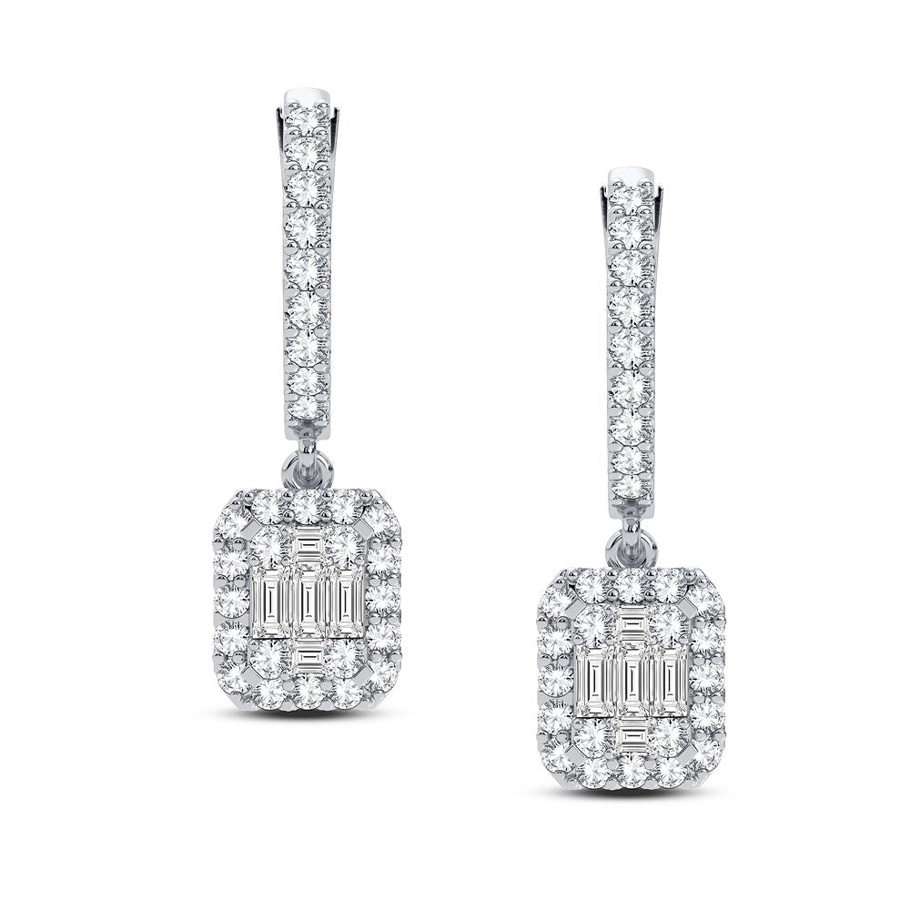 14k White Gold Lab Diamond Hoop Earrings - Chic Sparkle