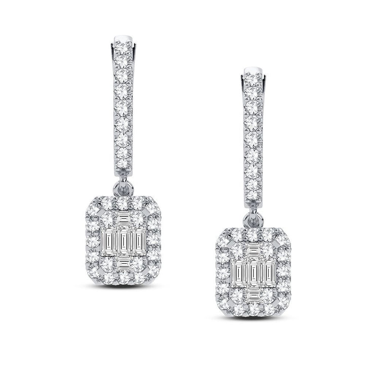 14k White Gold Lab Diamond Hoop Earrings - Chic Sparkle