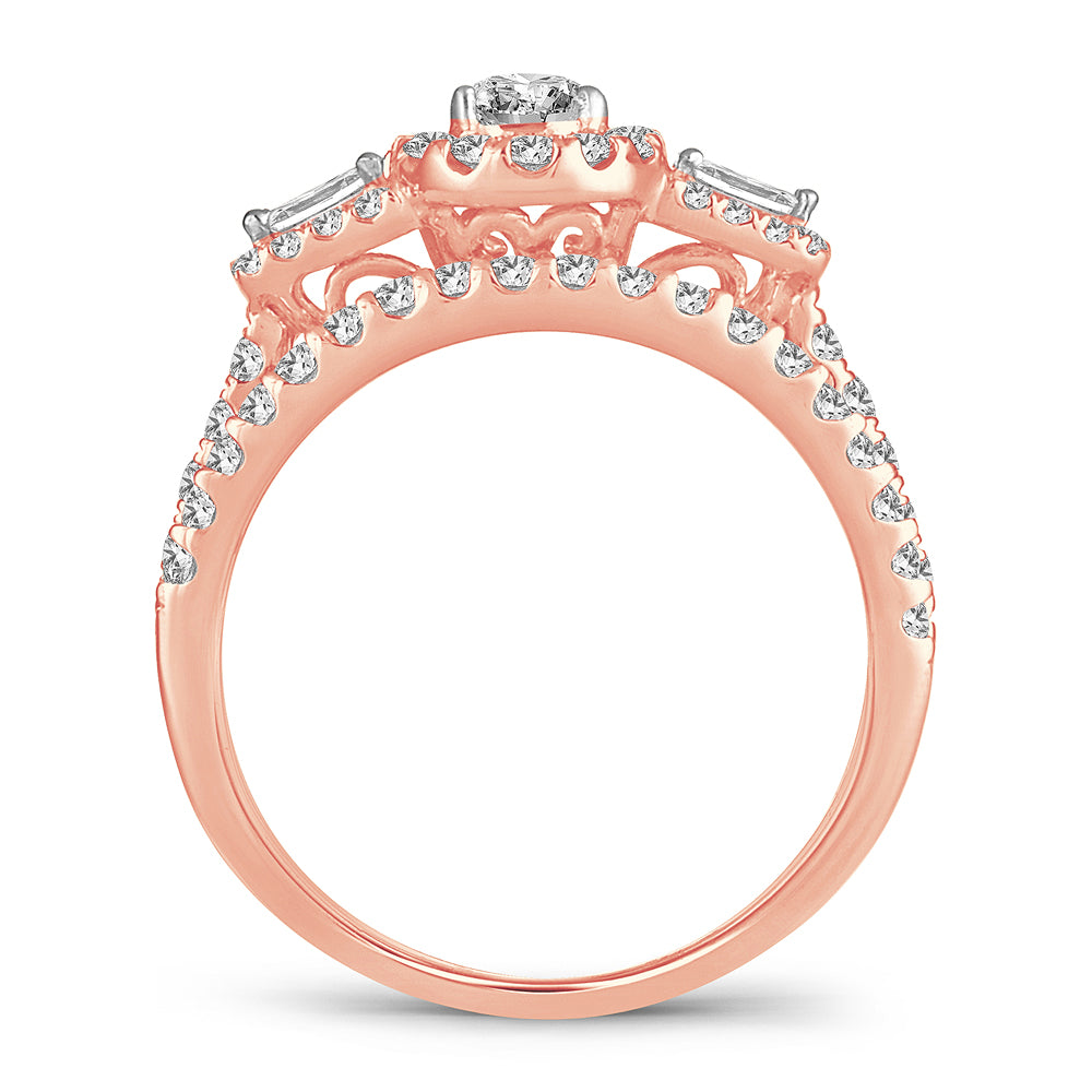 Romantic 14k Rose Gold Lab Diamond Engagement Ring (1CT)
