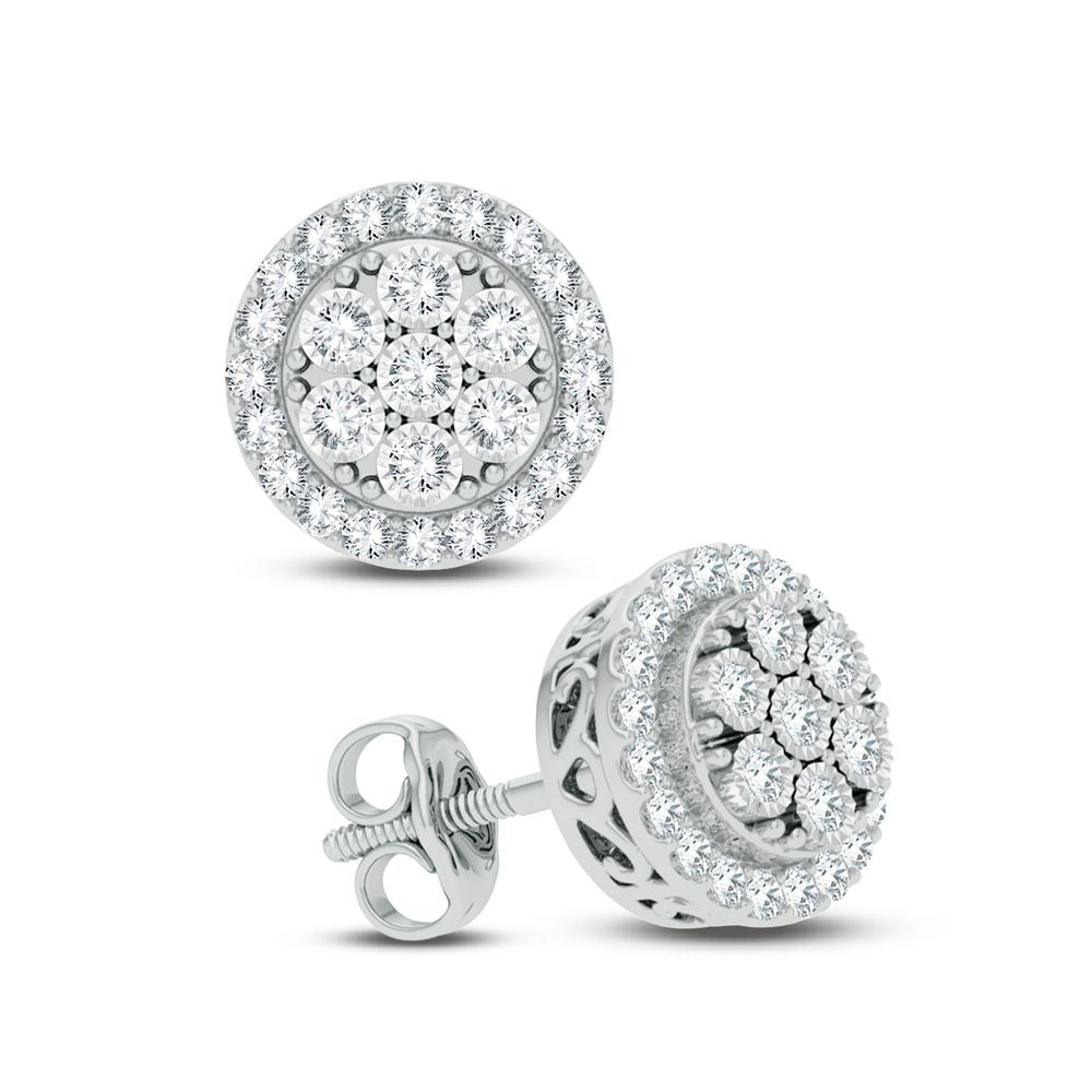 Chic 14k White Gold 0.50CT Diamond Stud Earrings for Women