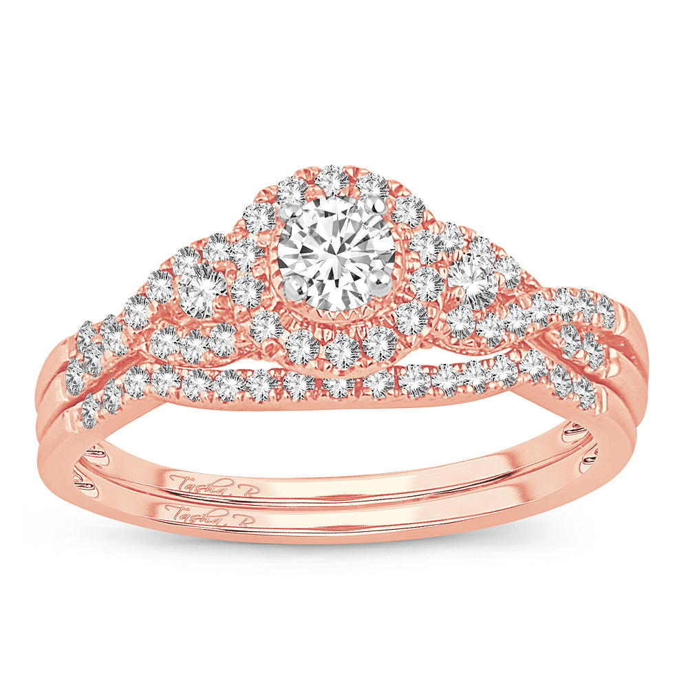 Romantic Rose Gold Diamond Bridal Ring - Timeless Elegance