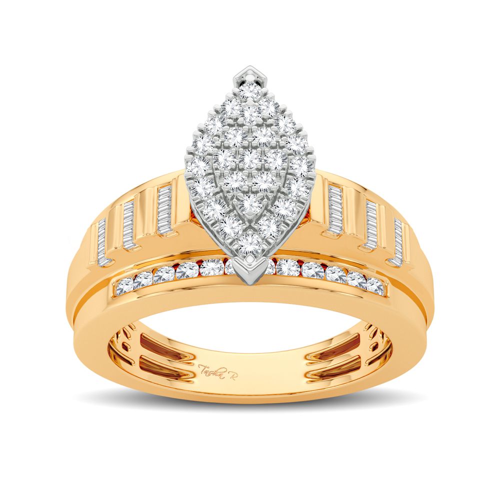 Chic 10k Yellow Gold 0.50CT Diamond Womens Fashion Ring