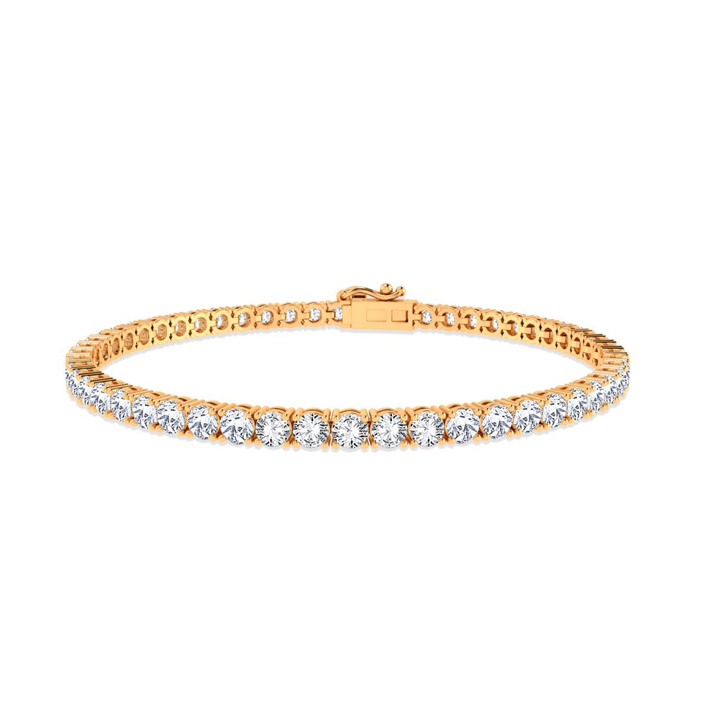 Luminous 14k Yellow Gold 5ct Lab Diamond Womens Tennis Bracelet