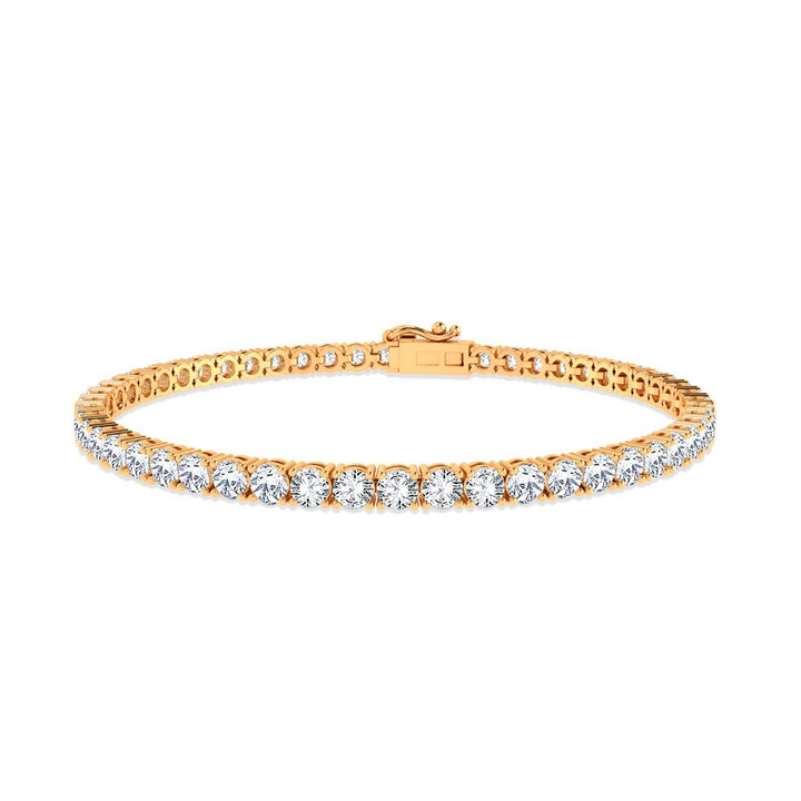 Luminous 14k Yellow Gold 5ct Lab Diamond Womens Tennis Bracelet
