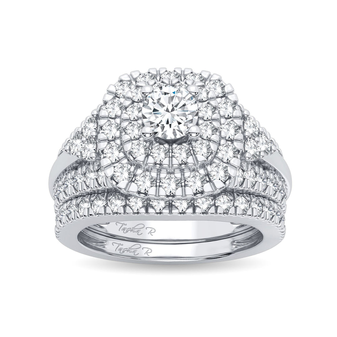Brilliant 14k White Gold 1.90CT Lab Diamond Bridal Ring