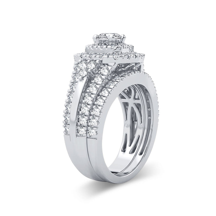 Brilliant 14k White Gold 1.90CT Lab Diamond Bridal Ring