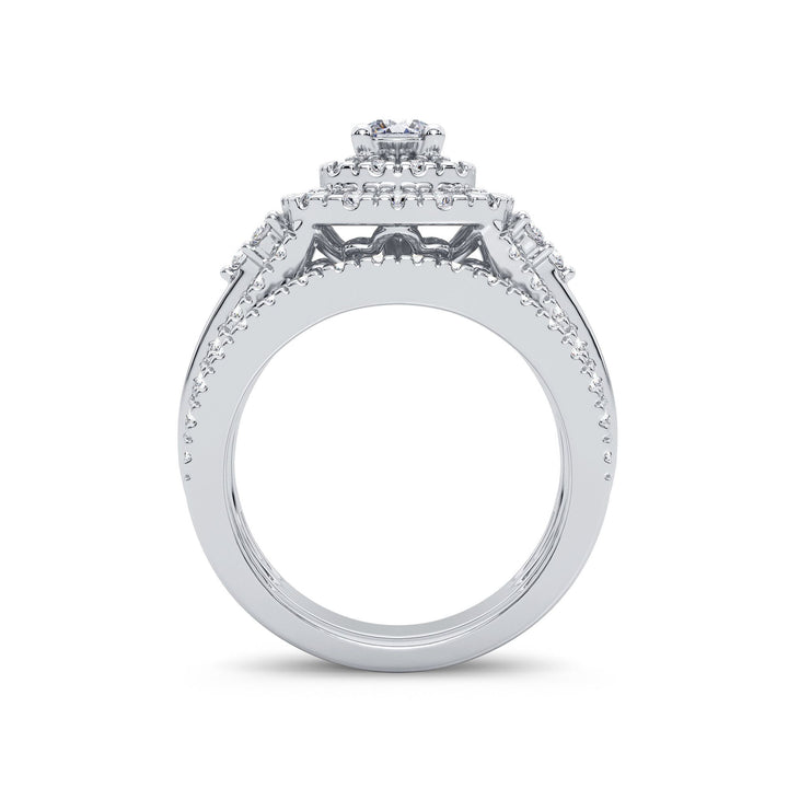 Brilliant 14k White Gold 1.90CT Lab Diamond Bridal Ring