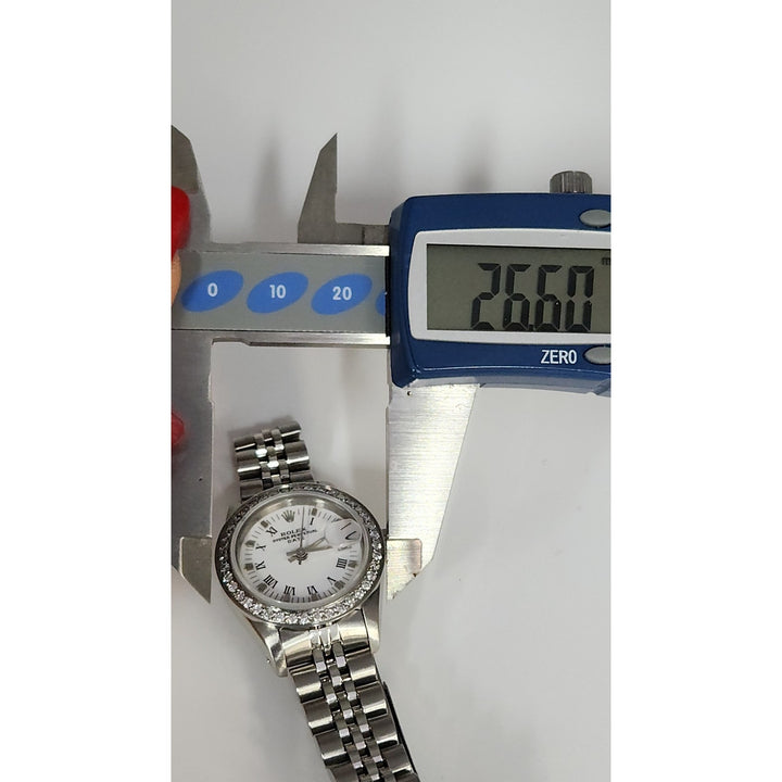 Rolex 26MM Watch Oyster Perpetual Date M:69160 Aftermarket Lab Diamonds Bezel