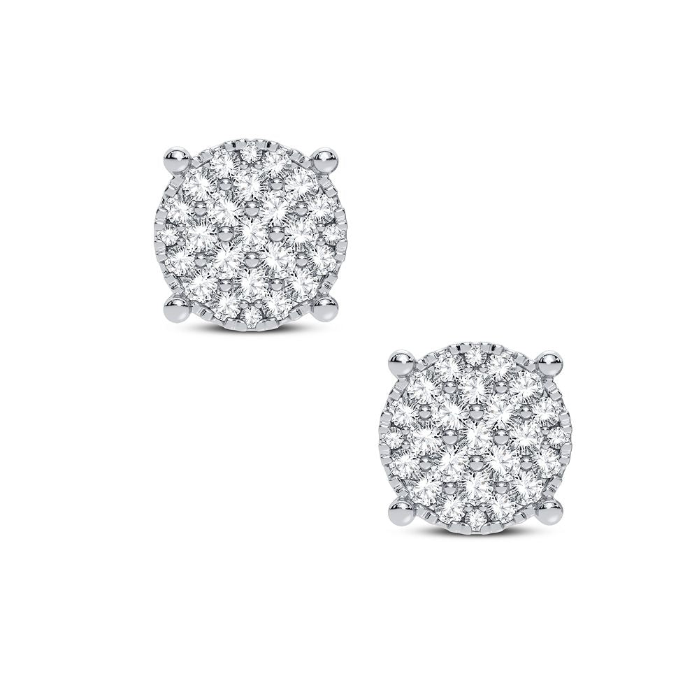 Sparkling 14k White Gold Diamond Stud Earrings for Women