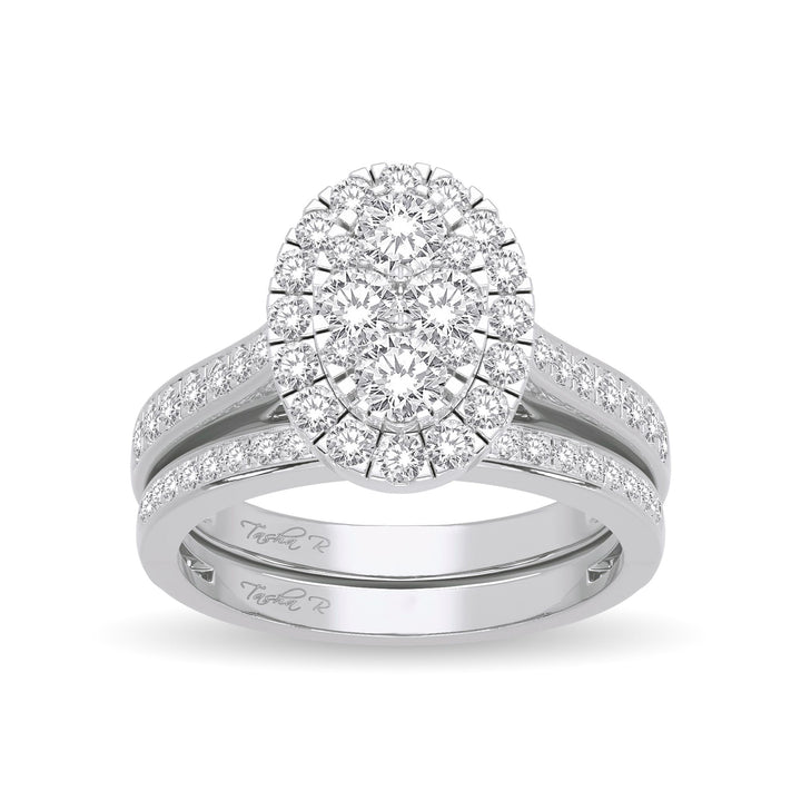 Brilliant 14k White Gold Lab Diamond Bridal Ring Set 1ct