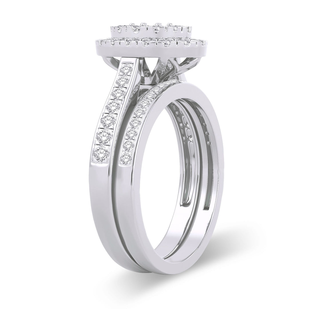Brilliant 14k White Gold Lab Diamond Bridal Ring Set 1ct