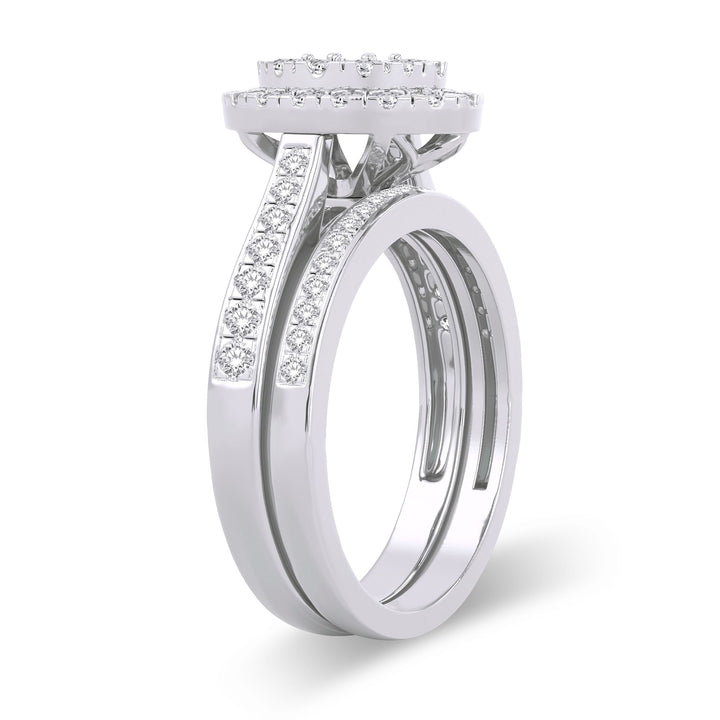 Brilliant 14k White Gold Lab Diamond Bridal Ring Set 1ct
