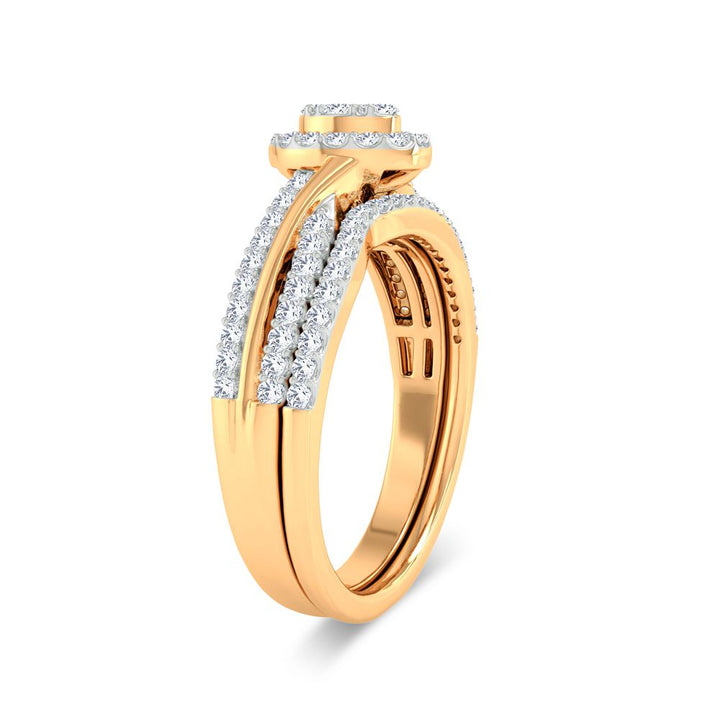 14k Yellow Gold 0.50ct Lab Diamond Bridal Ring Sparkle