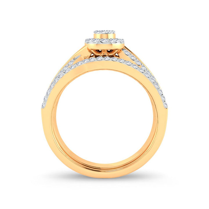 14k Yellow Gold 0.50ct Lab Diamond Bridal Ring Sparkle