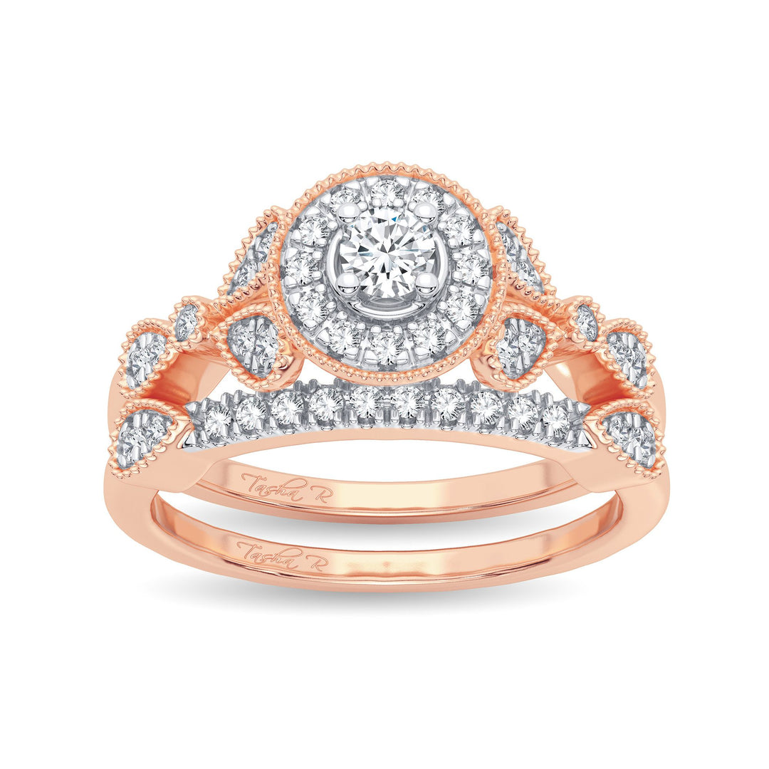 Romantic 14k Rose Gold Lab Diamond Bridal Ring (0.33CT)