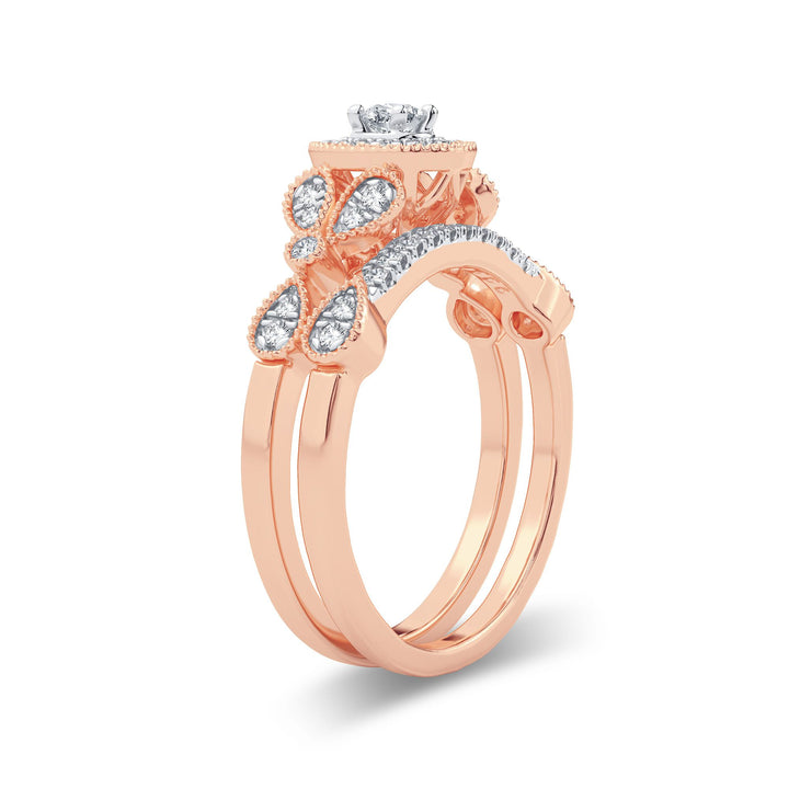 Romantic 14k Rose Gold Lab Diamond Bridal Ring (0.33CT)