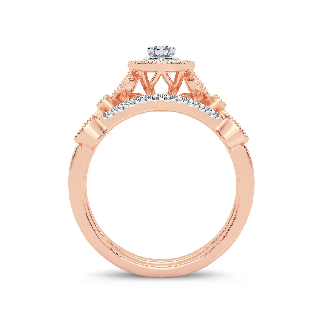 Romantic 14k Rose Gold Lab Diamond Bridal Ring (0.33CT)