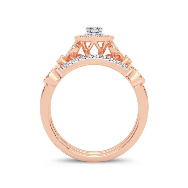Romantic 14k Rose Gold Lab Diamond Bridal Ring (0.33CT)