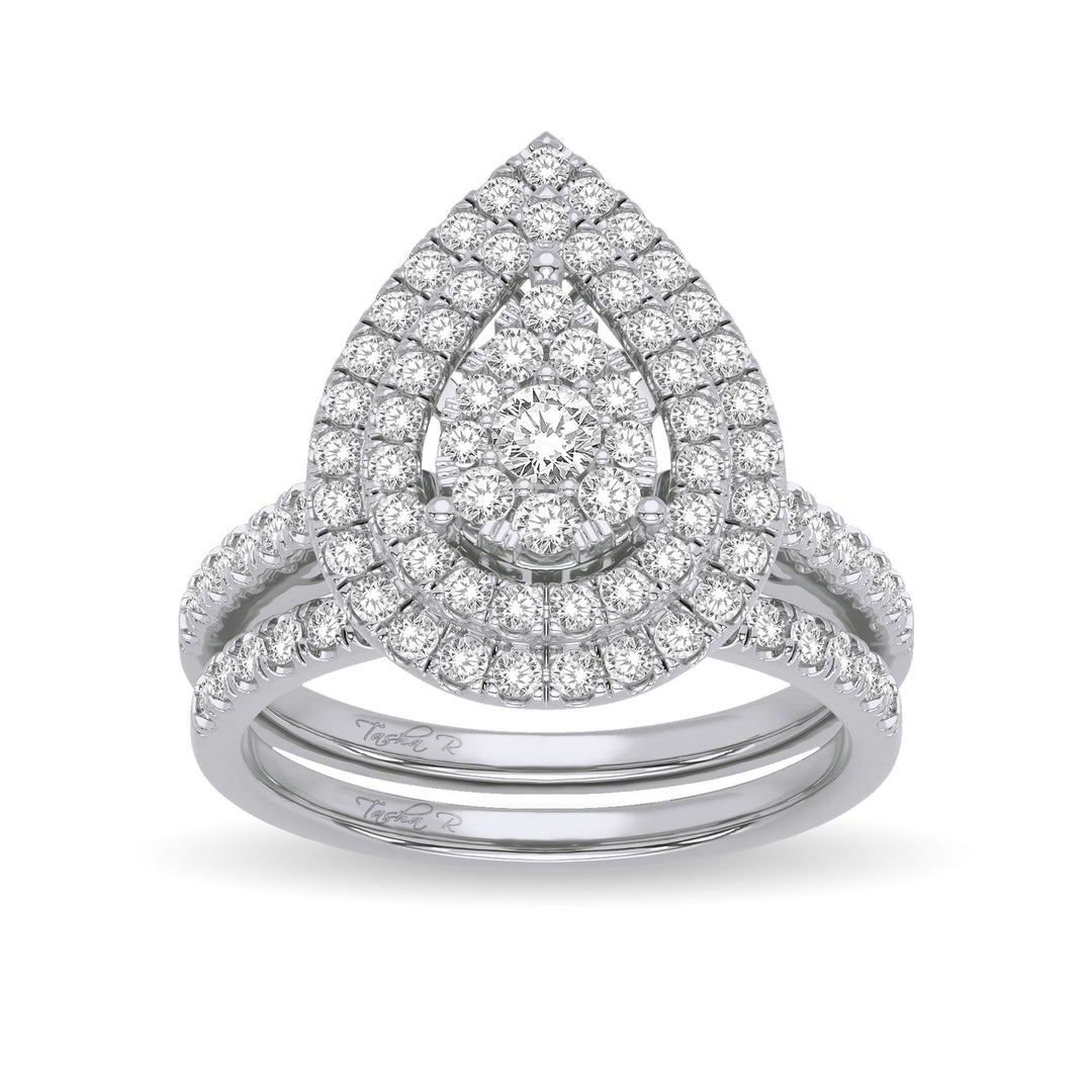 14k White Gold 1ct Lab Diamond Bridal Ring Ensemble