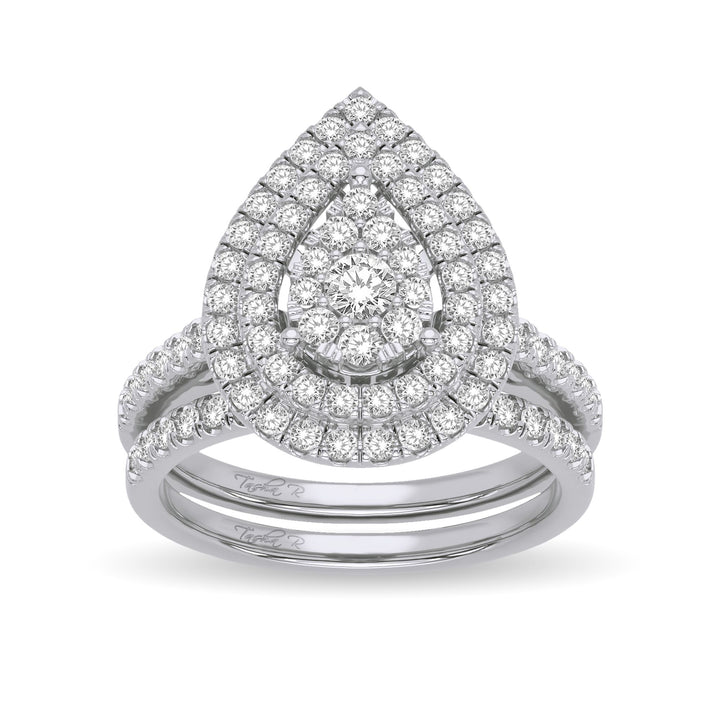 14k White Gold 1ct Lab Diamond Bridal Ring Ensemble