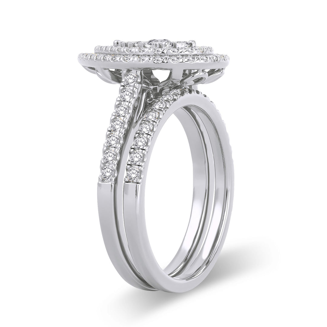 14k White Gold 1ct Lab Diamond Bridal Ring Ensemble