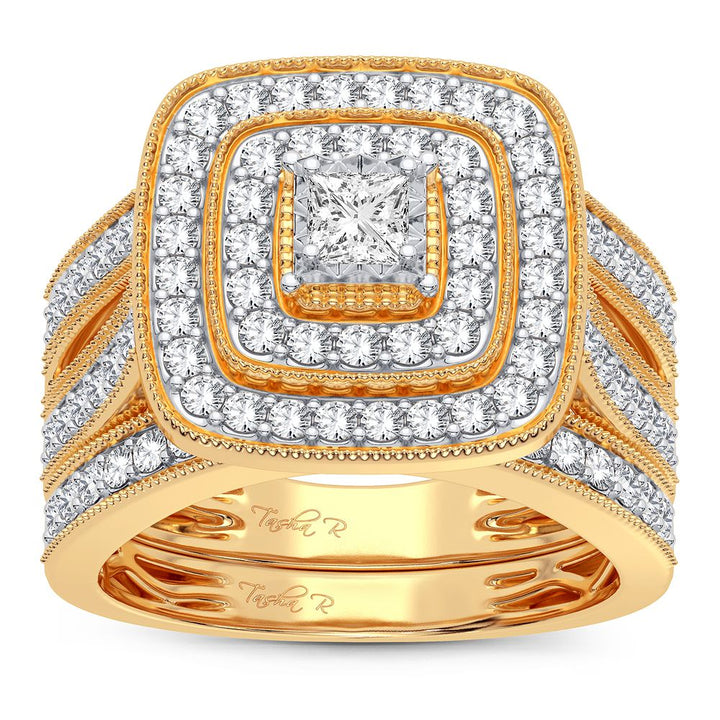 14K Yellow Gold 1CT Lab Diamond Bridal Ring Elegance
