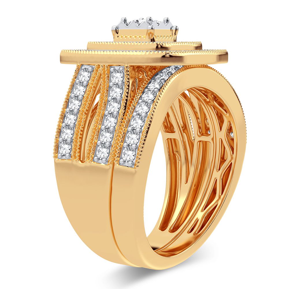 14K Yellow Gold 1CT Lab Diamond Bridal Ring Elegance