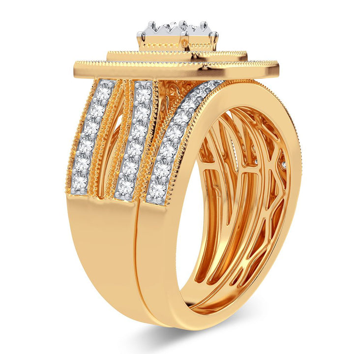 14K Yellow Gold 1CT Lab Diamond Bridal Ring Elegance