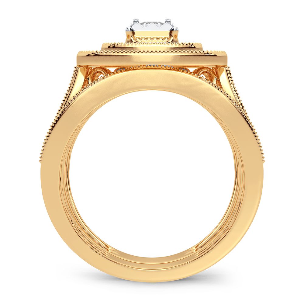 14K Yellow Gold 1CT Lab Diamond Bridal Ring Elegance