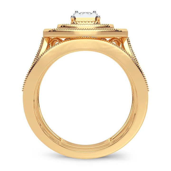 14K Yellow Gold 1CT Lab Diamond Bridal Ring Elegance