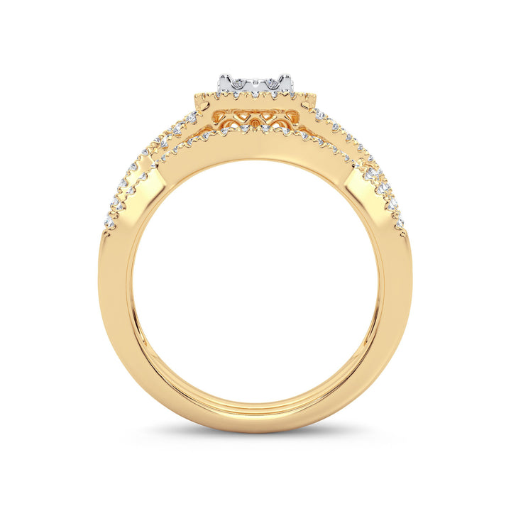 Elegant 14k Yellow Gold 0.50ct Lab Diamond Bridal Ring