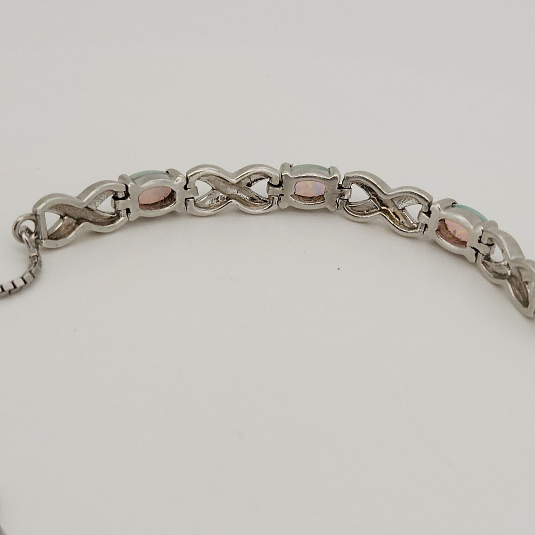 925 sterling silver Opal Slider bracelet