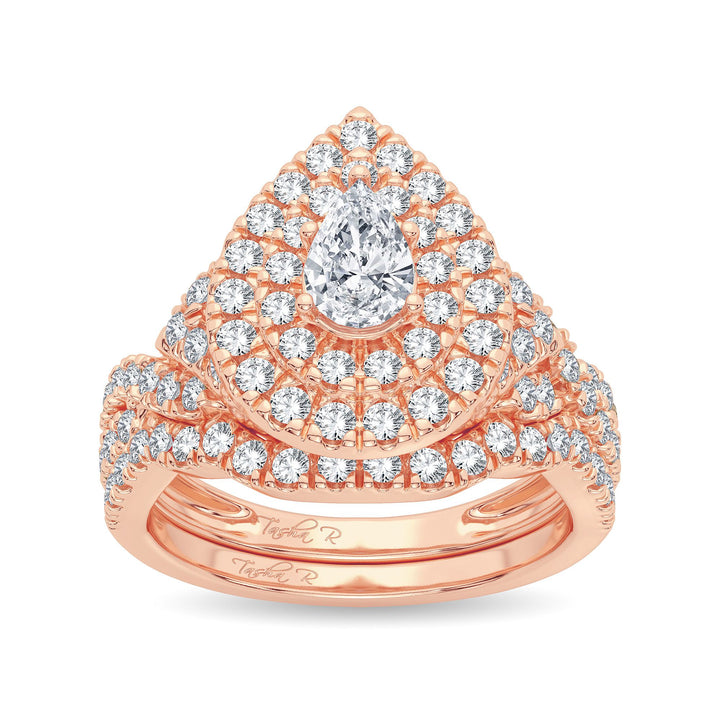 Romantic 14k Rose Gold 1.50CT Lab Diamond Engagement Ring