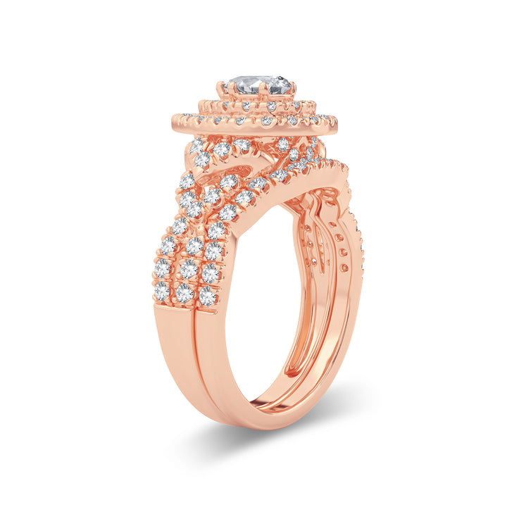 Romantic 14k Rose Gold 1.50CT Lab Diamond Engagement Ring