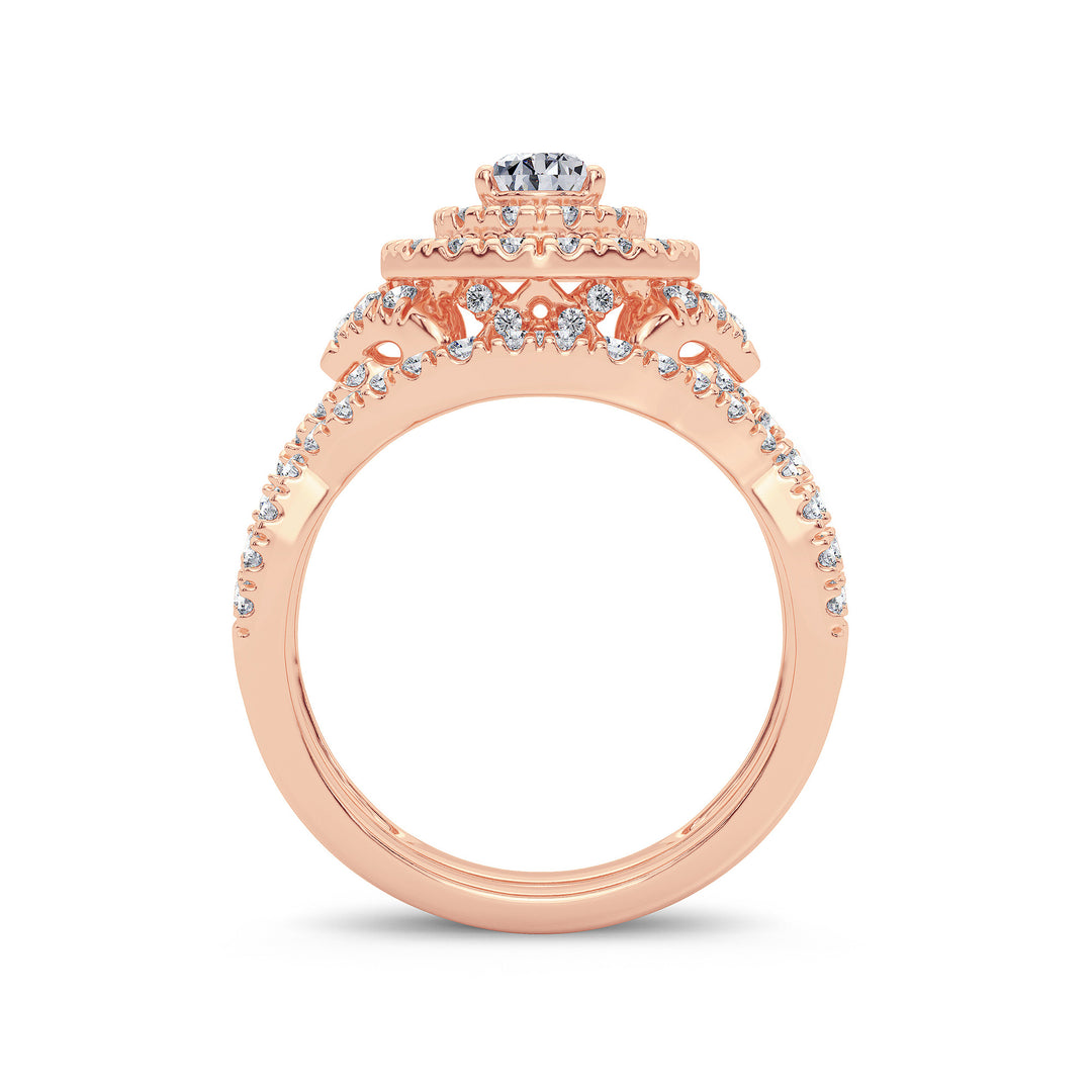 Romantic 14k Rose Gold 1.50CT Lab Diamond Engagement Ring