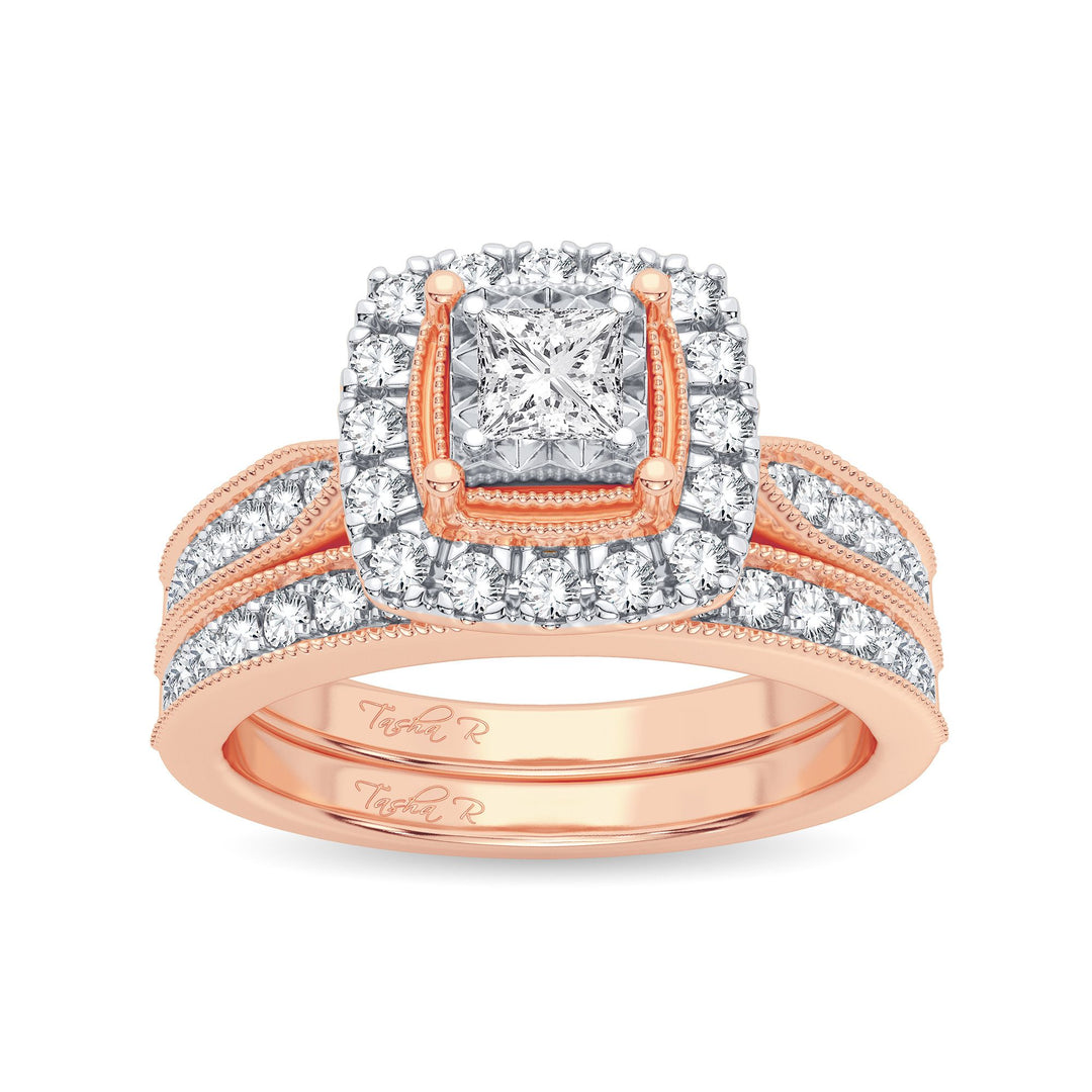 Romantic 14k Rose Gold Lab Diamond Bridal Ring