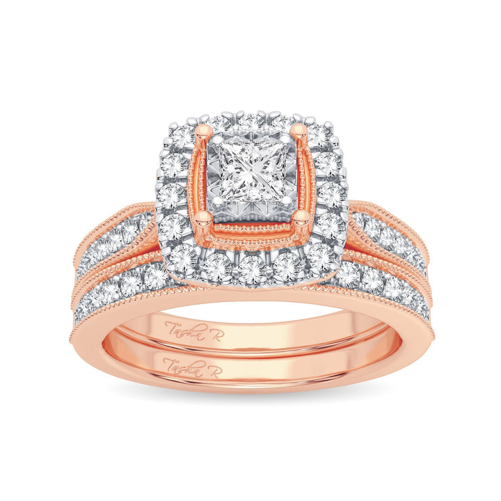 Romantic 14k Rose Gold Lab Diamond Bridal Ring
