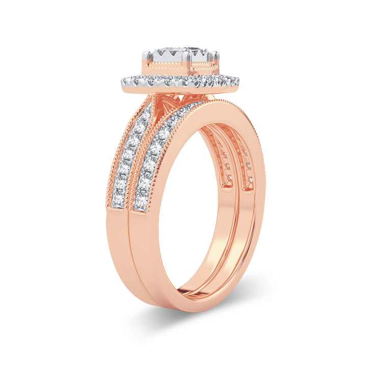 Romantic 14k Rose Gold Lab Diamond Bridal Ring