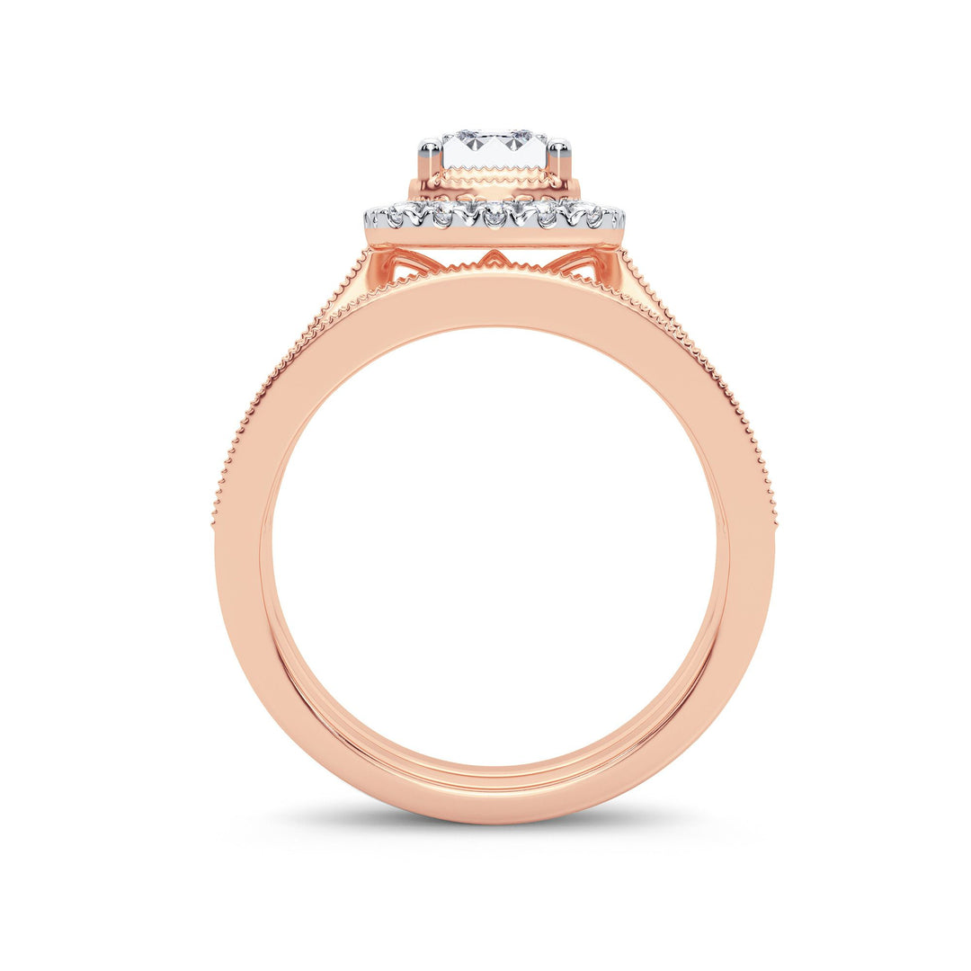 Romantic 14k Rose Gold Lab Diamond Bridal Ring