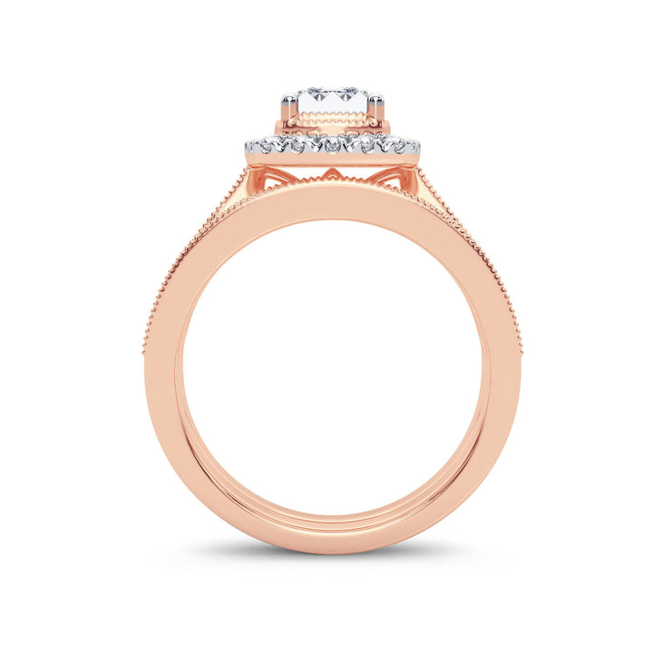 Romantic 14k Rose Gold Lab Diamond Bridal Ring