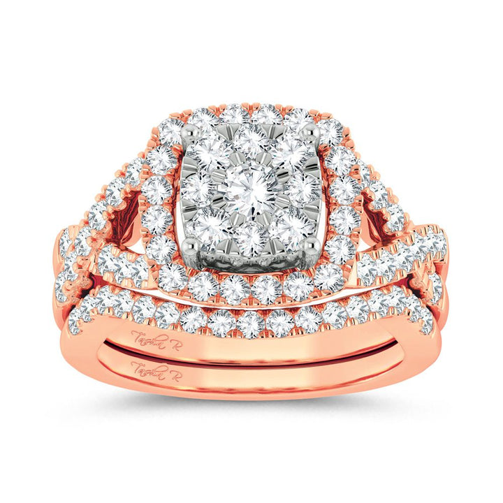 Romantic 14k Rose Gold Lab Diamond Bridal Ring (1.50ct)