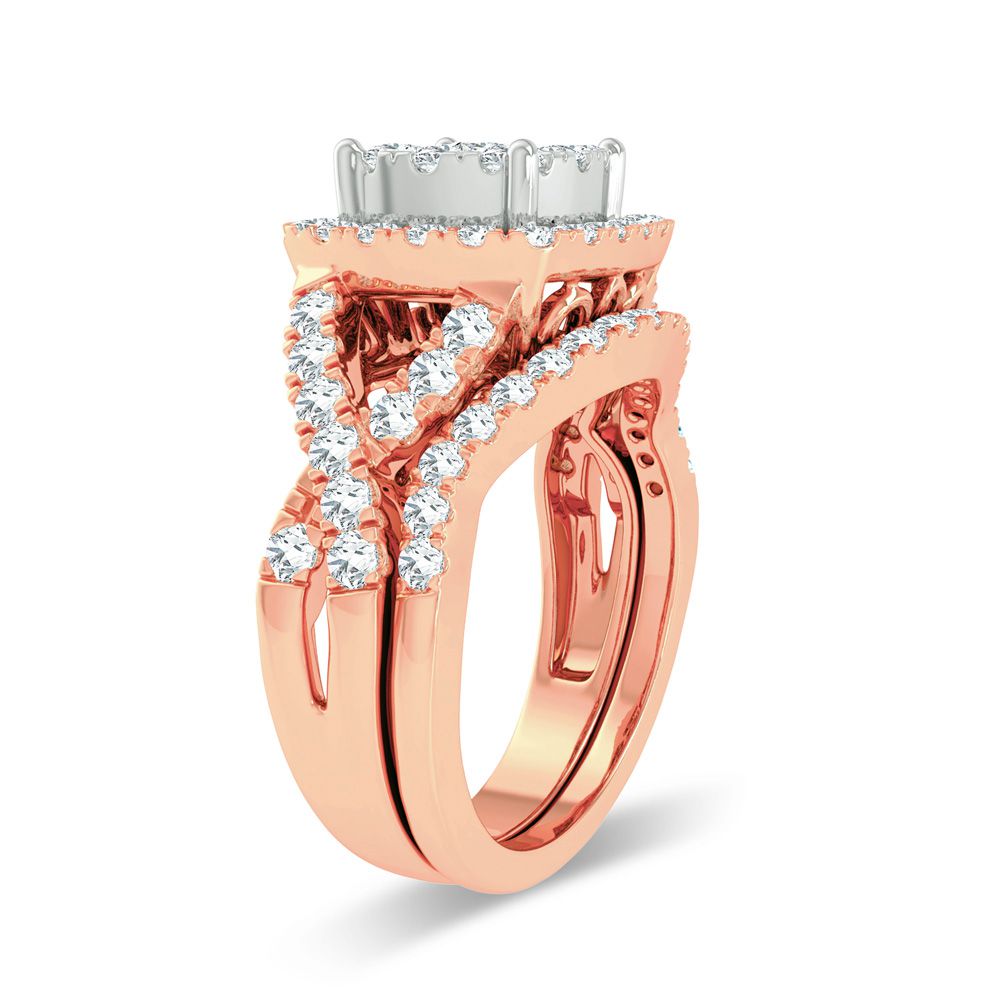 Romantic 14k Rose Gold Lab Diamond Bridal Ring (1.50ct)